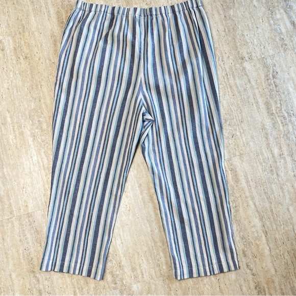 Appleseed's Pants Women's 20 Wide Leg Blue Green Striped Pull On‎ Coastal Casual - Picture 6 of 7
